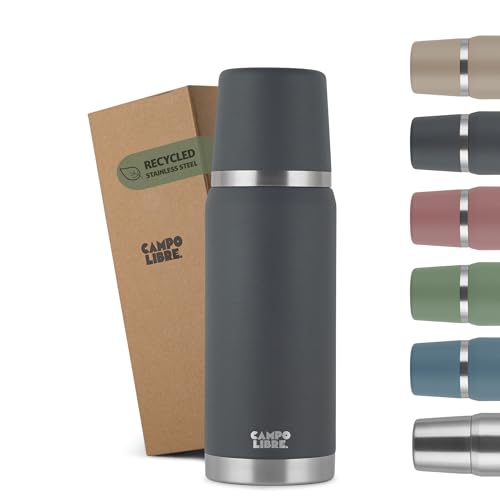 Campo Libre. ® Jaco Thermo Flask, Double Wall Insulated Bottles, Keeps Beverages Hot > 24h, BPA Free, 100% Leakproof, Eco-Friendly Recycled Stainless Steel Flask for Hot Drinks in 750ml