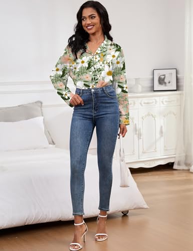 Image of SHESHOW Satin Pajamas for Women Set Long Sleeve Button Down Sleepwear 2 Piece Nightwear Women Pjs Sets Size XS-XXL