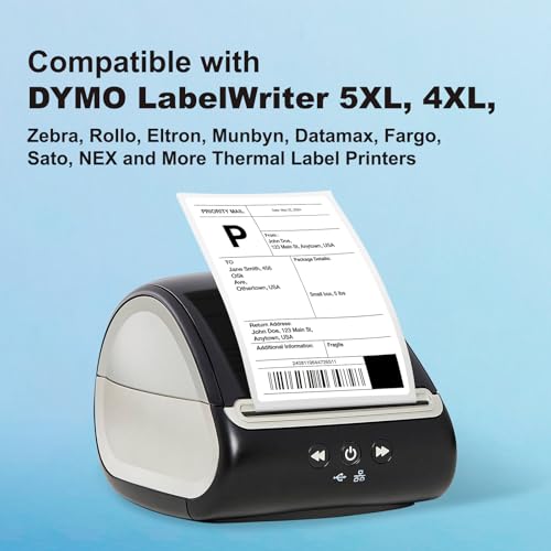 Msudoku 10-roll 1744907 4" x 6" Extra-Large Direct Thermal Shipping Label with RFID Chip, Compatible for DYMO Authentic LW LabelWriter 5XL 4XL Label Printers, Total 2200 Labels, White by Msudoku - Image 3