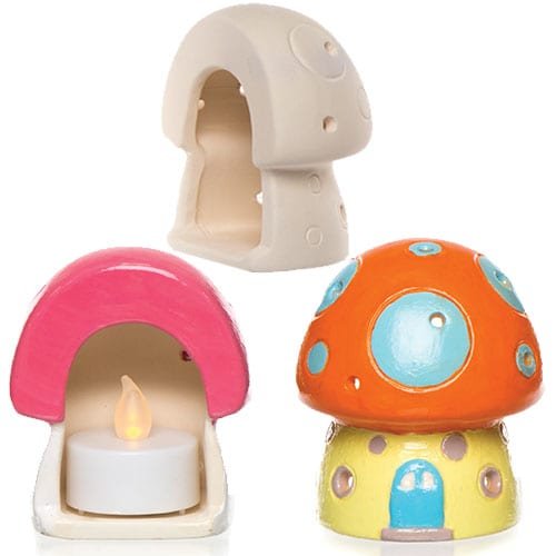 Baker Ross Portavelas de cerámica en forma de seta que los niños pueden crear y exhibir - Juego de manualidades creativas (pack de 4)