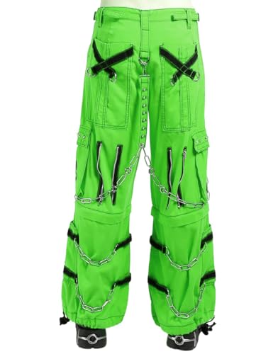 Gothic Bondage Green Zip Off Pants Black Skull Alternative Punk Rock Cyber Chain Goth Trouser2