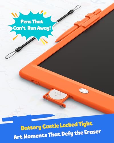 Image of TEKFUN LCD Writing Tablet for Kids, 10-inch Coloring Drawing Pad, Mess Free Doodle Board, Airplane Travel Toys for Boys and Toddlers, Gifts for 3 4 5 6 7 8 Year Old Girls(Orange)