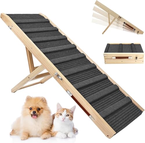 FC22 Adjustable Dog Ramp, Wooden Folding Portable Pet Ramp, ...