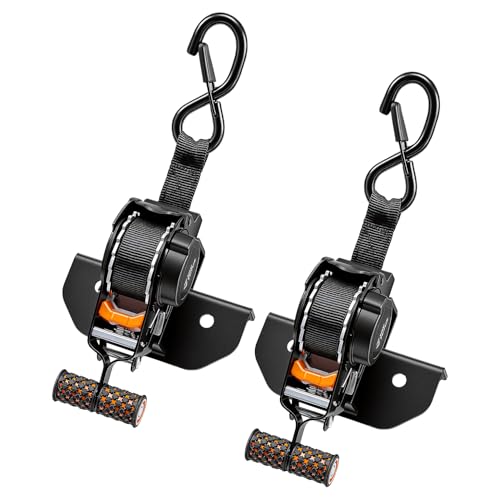 JOYTUTUS 2PCS Retractable Ratchet Straps for Square Tube 2-Pack Heavy Duty 10x1 Auto Retracting Tie Down Straps 1 500lb Break Strength Black