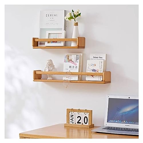HPTHLY Étagère Murale en Bois Massif avec Porte-Revues Et Bibliothèque pour Salle De Bain, Salon, Cuisine, Bureau, Étagères De Rangement Flottantes...