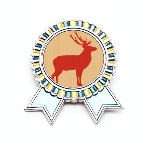 Broche cerf en bois rouge et métal M pour raviver un vêtement terne