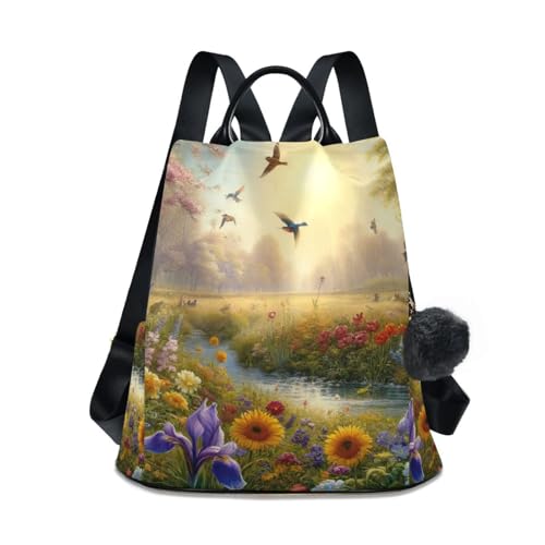 Sac à main antivol en toile fleurie avec double portage épaule