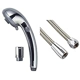 KVK 3WAYワンストップシャワーヘッド(減圧装置付) シルバー Z980 & シャワーホース メタル シルバー 1.6m PZKF2LM【セット買い】