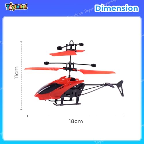 Image of Toyshine Remote Control 2 Channel Helicopter with inbuilt Hand Sensor Along with USB Charging Tornado Infrared Induction 3D Lights Toy for Kids 8+ Years, Red