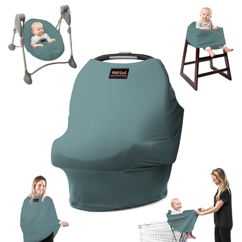 Image of Milk Snob Original 5-in-1 Luxe Cover in Jade - Added Privacy for Breastfeeding, Baby Car Seat, Carrier, Stroller, High Chair, Shopping Cart, Lounger Canopy, Newborn Essentials, Nursing Top