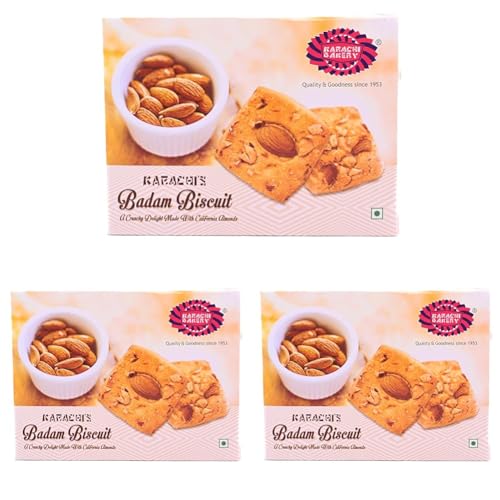 Image of Karachi Bakery Badam Biscuits, 400 g /300 g (Weight May Vary) (Pack of 3)