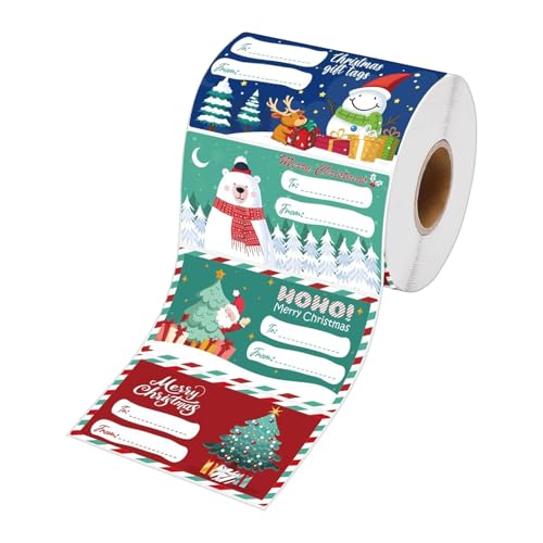 Etiquetas adhesivas navideñas: etiquetas adhesivas de dibujos animados surtidas de 500 piezas, navideños alegres, presentación de regalo brillante, paquete de envoltorio festivo feliz | para p