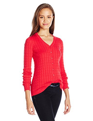 U.S. Polo Assn. Juniors' Solid Cable Knit V-Neck Cardigan Sweater
