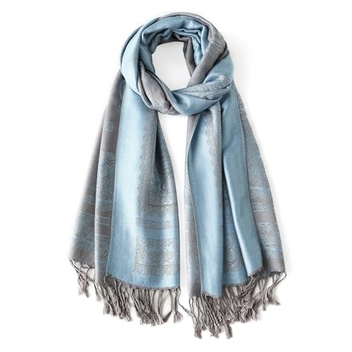 Sciarpa Pashmina Paisley Reversibile Ciormis - Due Toni, Morbida Viscosa, Donna, 200x70cm