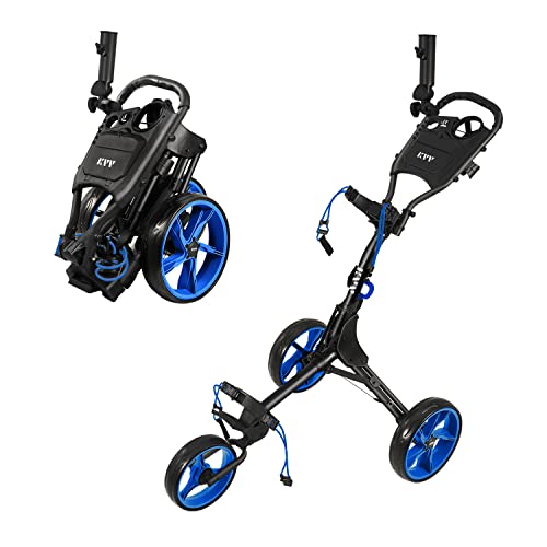 KVV Carrinho de golfe dobrável de 3 rodas ultra leve, menor tamanho dobrável, suporte de cartão de p