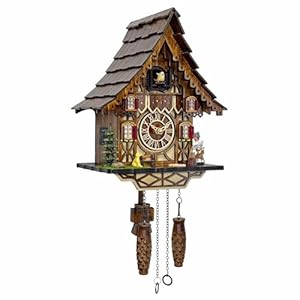 Kuckucksuhr für Wandkunst: 12 Melodien, Lautstärkeregler, Nachtmodus, Deutschland-Stil, Schwarzwald, Retro, traditionelles handgefertigtes Holzhaus, Heimdekoration, Geschenke für