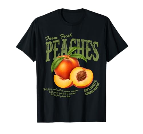 Farm Fresh Peaches Retro Farmer Market Summer Peach Lover T-Shirt