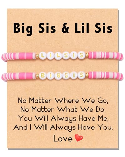 Shonyin Gift for Big Sister and Little Sister for 2, Valentines Day Gifts for Sister Matching Sisters Bracelet for Easter Mother's Day Birthday Christmas, A Gift to strengthen Sister's Friendship