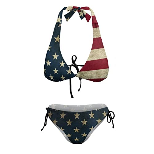 Image of Women's Bikini Swimsuits American Flag Bathing Suits for Women Two Piece Bikini