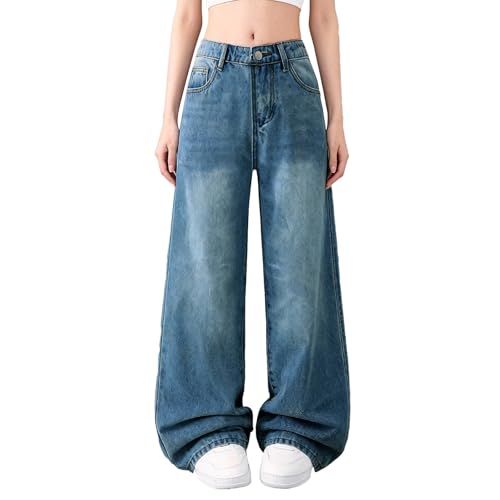 Ropa de calle para adolescentes pantalones vaqueros de mezclilla retro sueltos con bolsillos