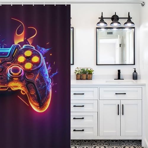 Rideau de douche rideaux douche lavable imperméable polyester 183x183cm gamer