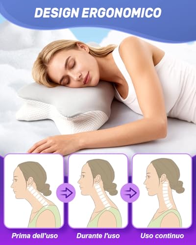 Trongle Cuscino Cervicale Ortopedico, Supporto Ottimale Per Collo E Spalle, Allevia Dolori E Tensioni, Perfetto Per Dormire Laterale, Supino E Prono, Cuscino Anti Russamento - 3