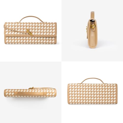 Image of Joryin Woven Purse for Women Evening Clutch Woven Leather Handbags Crossbody Bag Purse Formal Evening Bag, Vegan Leather