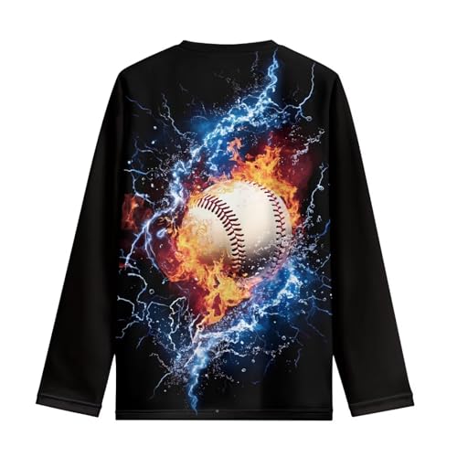 Long Sleeve Shirts for Boys Football Graphic Tops Casual Round Neck Tees 3-16 Years3