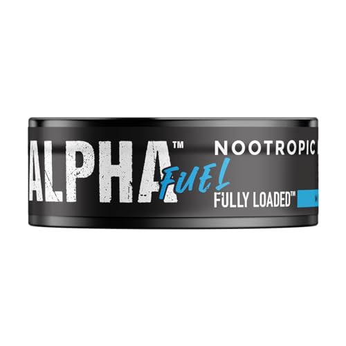 Image of Fully Loaded Alpha Fuel Nootropic Pouches (Mint Fuel) - 5 Cans, 15 Pouches per can - Nootropic Energy Pouches with Caffeine, Alpha GPC, Tyrosine, Taurine, Guarana and More.