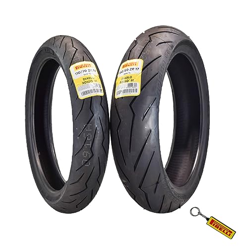 Pirelli Diablo Rosso III Motorcycle Tire Set: 110/70 ZR 17 M/C Front & 150/60 ZR 17 M/C TL Rear- High Performance, Durable for Sport/Street Bikes (2 Pack)