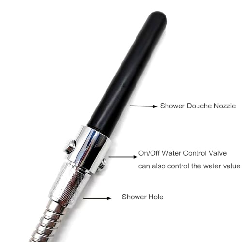 Image of Travel Shower Enema Douche System Water Control Valve for Men and Women Portable Cleaning,Shower Douche Enema Nozzle Kit Colonic System Cleaner for Most Shower Systems Black