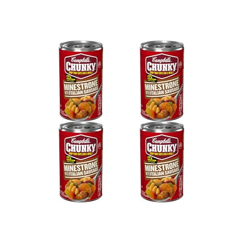 Campbell’s Chunky Soup, Minestrone with Italian Sausage Soup, 18.8 Oz Can (Pack of 4)