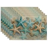 Photo Gallery set di 6 tovagliette all americana a tema stella marina, motivo spiaggia acquatica, per cene estive, antiscivolo, lavabili, per interni ed esterni, tovagliette decorative Photo Gallery set di 6 tovagliette all americana a tema stella marina, motivo spiaggia acquatica, per cene estive, antiscivolo, lavabili, per interni ed esterni, tovagliette decorative