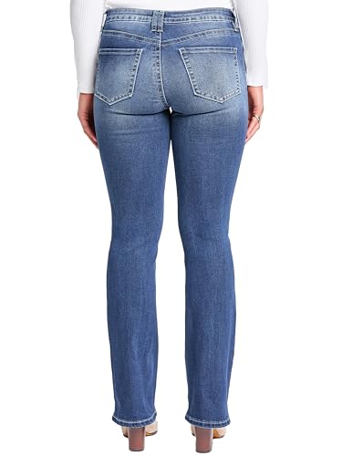 YMI Women's Mid Rise Clean Hem Premium Stitch Bootcut Jeans3