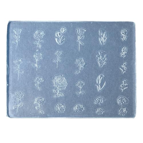 Molde de fundición de silicona con patrón en relieve, moldes para tallar uñas, plantillas de tallado, suministros de salón de belleza