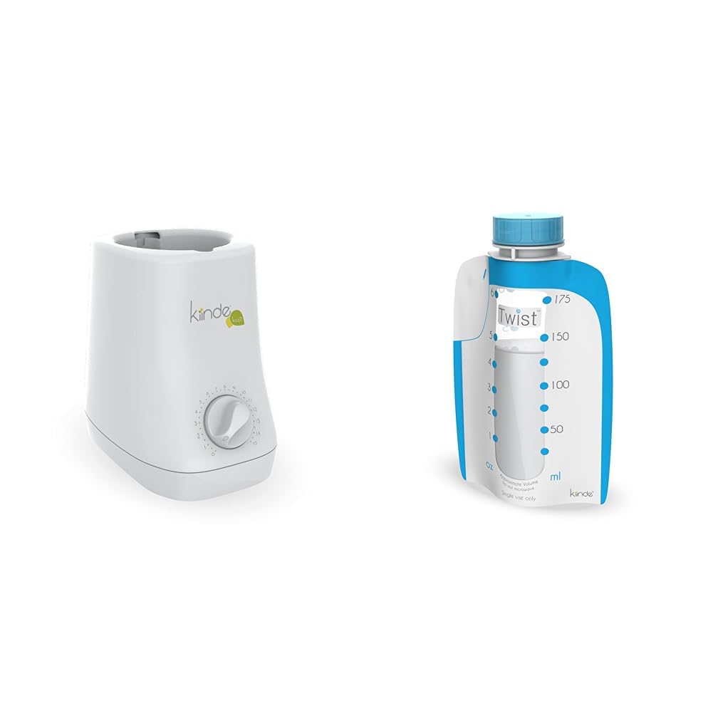 Kiinde Kozii Baby Bottle Warmer and Breast Milk Warmer for Warming Breast Milk & Twist Pouch Direct-Pump Direct-Feed Twist Cap Breast Milk Storage Bags