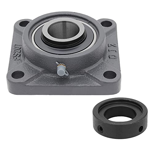 HCFS207-20 - 4-Bolt Flange-Mount Ball Bearing Unit, Insert Bearing HC207-20, Cast Iron Housing FS207, Bore Shaft 1-1/4 in (3.62 mm), 4.59 in (116.586 mm) Overall Length, Eccentric Collar Locking