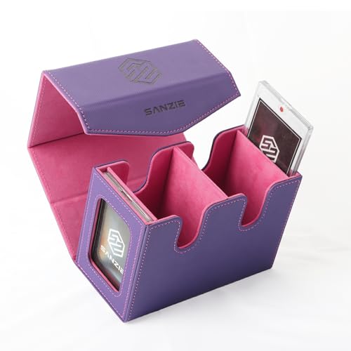 Image of SANZIE Card Deck Box for MTG Commander Deck Box with 2 Toploaders 35PT fits 240+ Single Sleeved Trading Cards PTCG TCG Deck Box for Trading Cards (Purple)