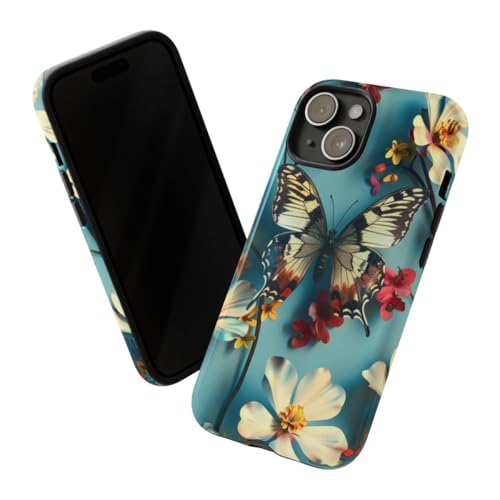 Coque iPhone 15 papillon bleu l'accessoire fleuri pour vos sorties