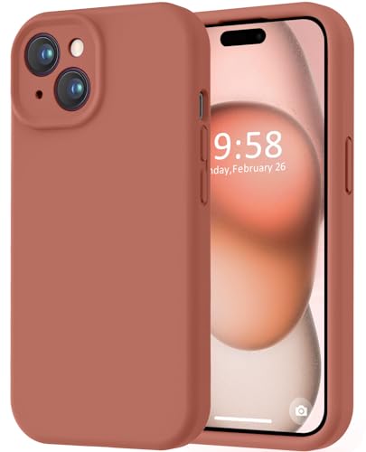 Image of LOVE 3000 Compatible with iPhone 15 Case, [Smooth Silicone Full Coverage Camera] [8ft Drop Protection], Soft Microfiber Lining Full Body Protective Case for iPhone 15 6.1 inch - Caramel