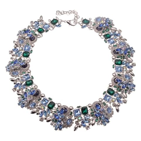 Crystal Rhinestone Statement Necklace, Vintage Chunky Chain Choker Collar Bib Statement Necklace Fashion Costume Jewelry Necklaces for Women Cover