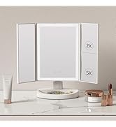 EMKE Cosmetic Mirror with LED Lighting, Foldable Cosmetic Mirror with 2/5X Magnifying Mirror...