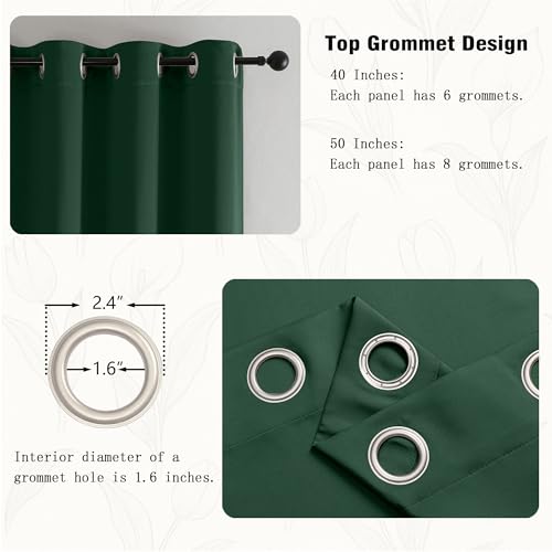 Image of Simplebrand Ever Green Window Valance for Kitchen 14 Inches Long 2 Panels Set, Room Darkening Valance Curtains for Living Room, Grommet Short Privacy Kitchen Curtains for Bedroom Kids Room, 40Wx14L