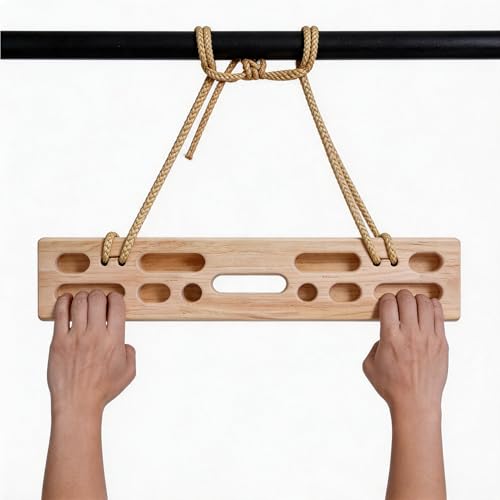 KUJIBGY Climbing Hangboard Compact Portable Fingerboard with Edges and Pockets Wood Climbing Training Boards for Finger Strenght Climbing Gifts Forearm Strengthener as Rock Climbing Indoor & Outdoor