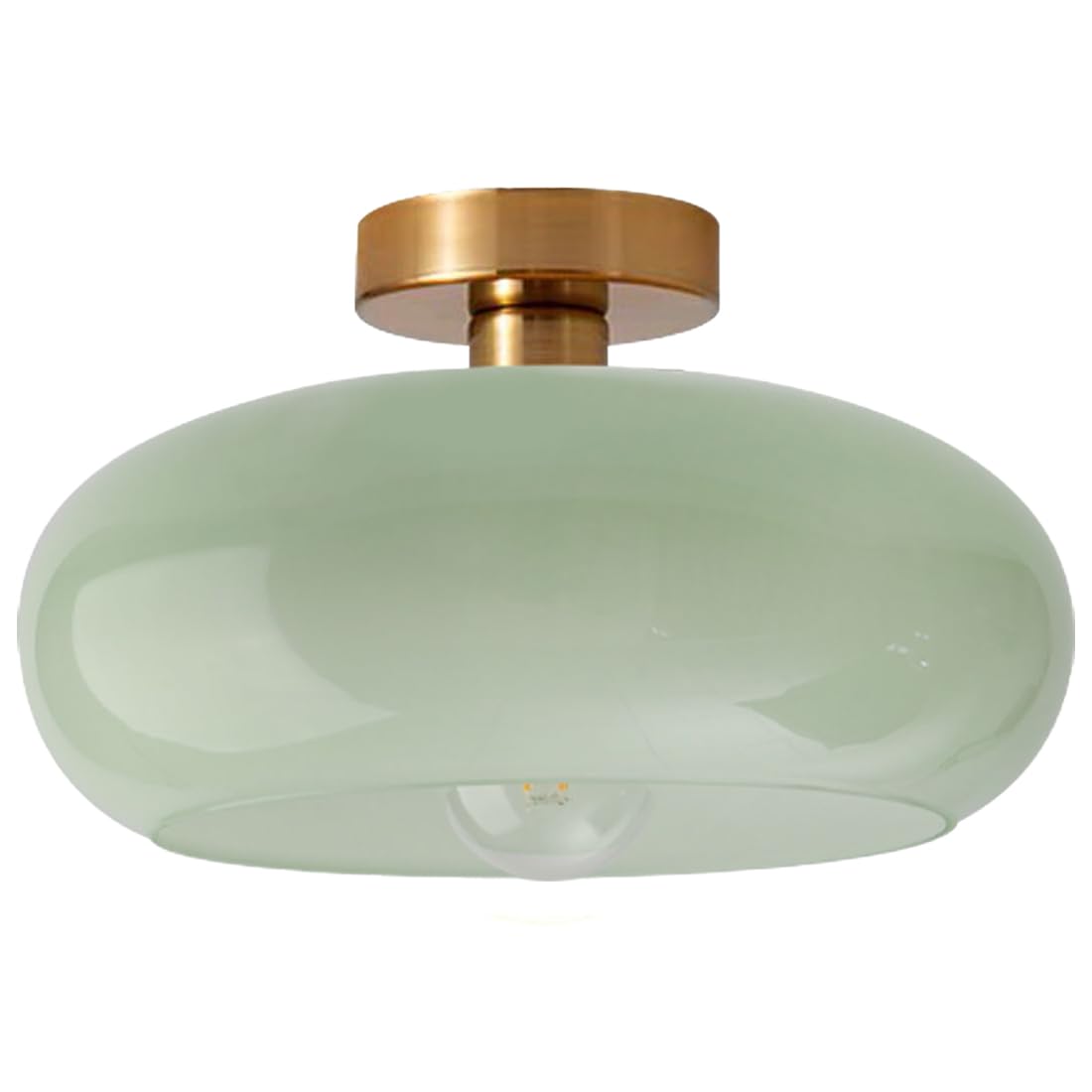 Photo 1 of Qufute Mid Century Ceiling Light Fixture - Milk Glass Shade, Gold Modern Flush Mount Lamp for Hallway, Dining Room, Kitchen