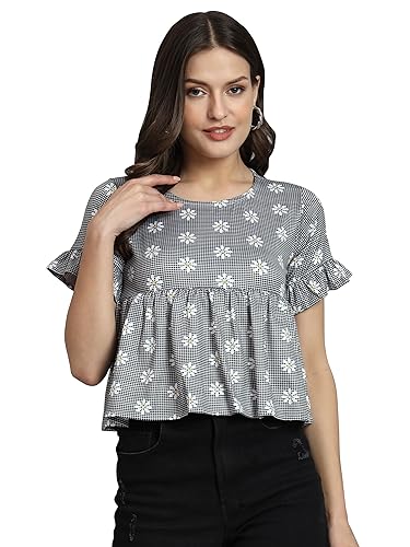 Dream Beauty Fashion Women's Bell Sleeve Round Neck Printed Regul...