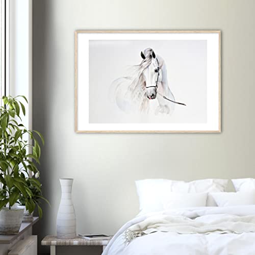 Art mural cheval blanc cadre leger pret a fixer sans effort - 4