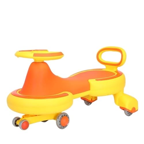 タンブルバイク LED点滅ホイール付きスイングカー ユニバーサルホイール ギアやペダルなし 男の子 女の子向け乗用玩具 スイングバイク(Orange)