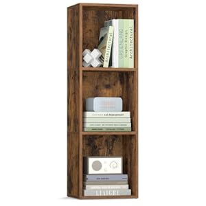 VASAGLE CUSTOS Collection – Bookshelf, 3-Tier Cube Bookcase, Storage Shelving Unit, Display Shelf, Open Compartments, 24 x 30 x 94.8 cm, Living Room, Home Office, Bedroom, Rustic Brown LBC433K01