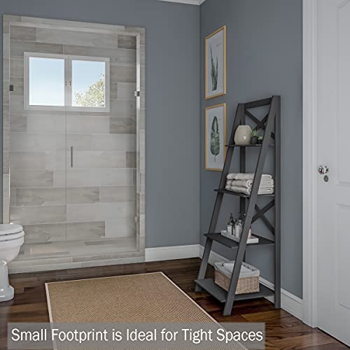 Lavish Home 4-Tier Ladder Bookshelf – Freestanding Wooden Bookcase – X-Back Frame And Leaning Look Decorative Shelves For Home And Office (Gray) Set Of 1 #TOP3